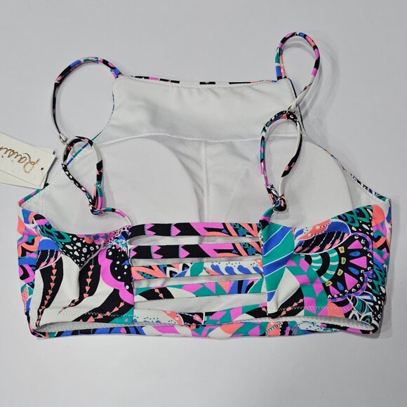 Raisins Juniors' Kaori High-Neck Lattice-Back Bikini Top - Picture 6 of 8